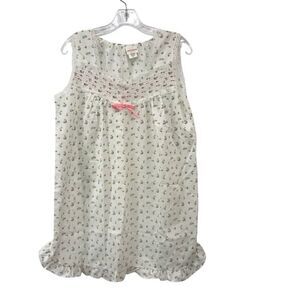 VTG Nice N Easy Nightgown Sleepwear Pink  Yellow Flowers Lace Cottage Medium USA